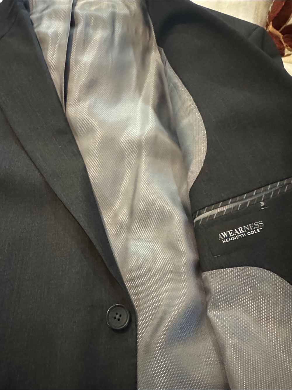 Kenneth Cole Men's Blazer with Gray Satin Lining and Pants